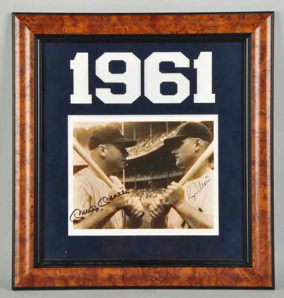 Appraisal: Signed Mickey Mantle Roger Maris Photograph Description Nicely framed with