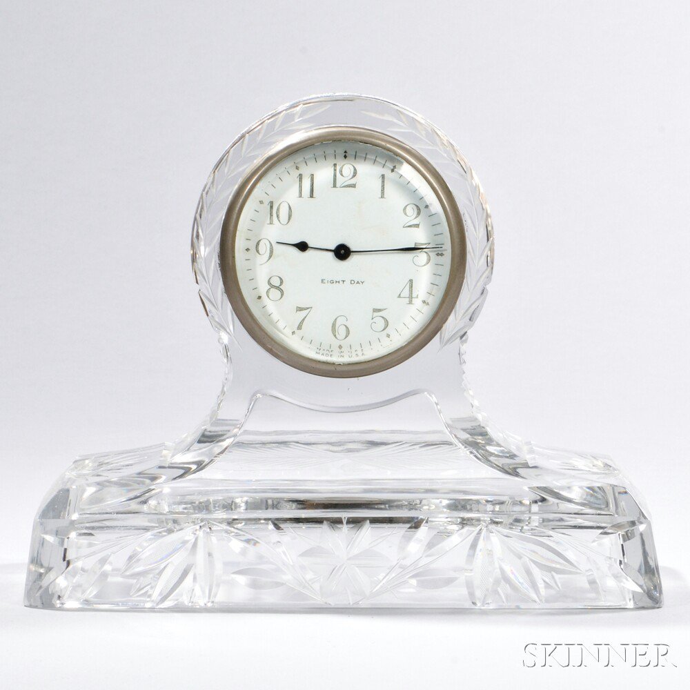 Appraisal: Cut Glass Clock late th early th century eight-day mantel