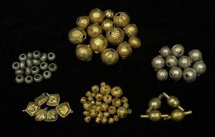 Appraisal: Assorted Brass Silver-Toned Metal and Glass Beads Together with misc