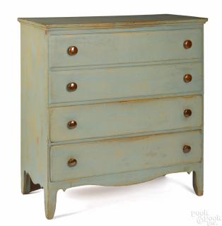 Appraisal: New England painted pine blanket chest early th c retaining