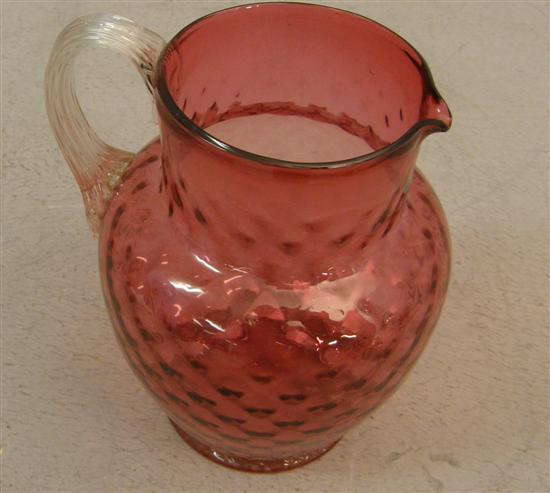 Appraisal: th century glass cranberry tinted jug h in