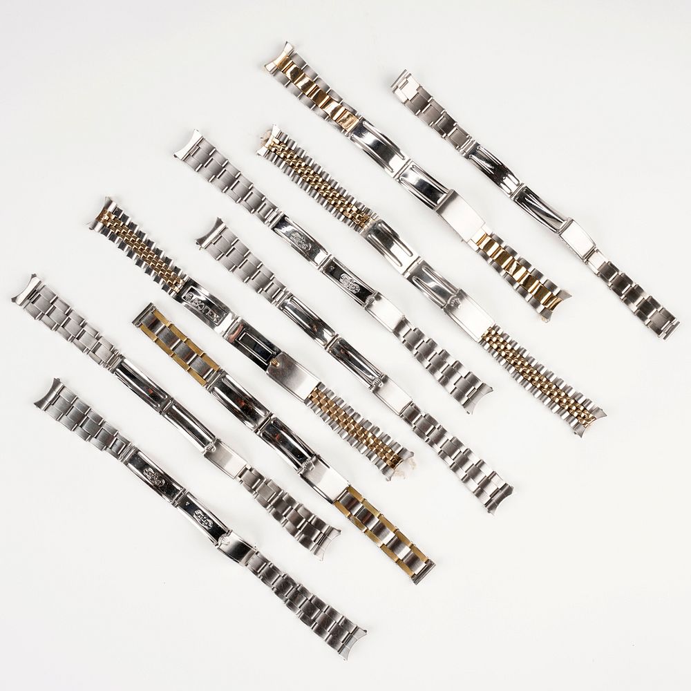 Appraisal: Grp Stainless Steel Watch Bands Group of nine stainless steel