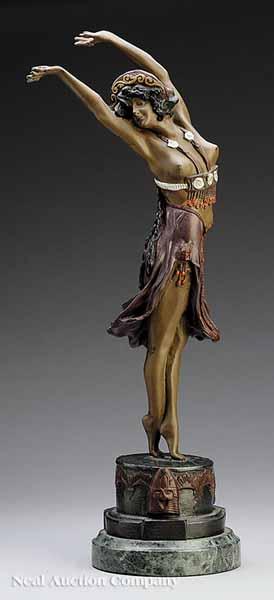 Appraisal: A Continental Art Deco Patinated Bronze Figure of a Dancer