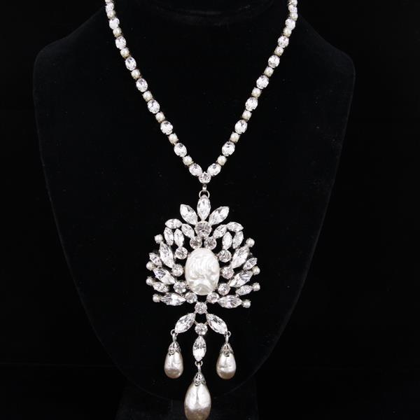 Appraisal: Schreiner New York Vintage Designer Rhinestone Necklace with Detachable Drop