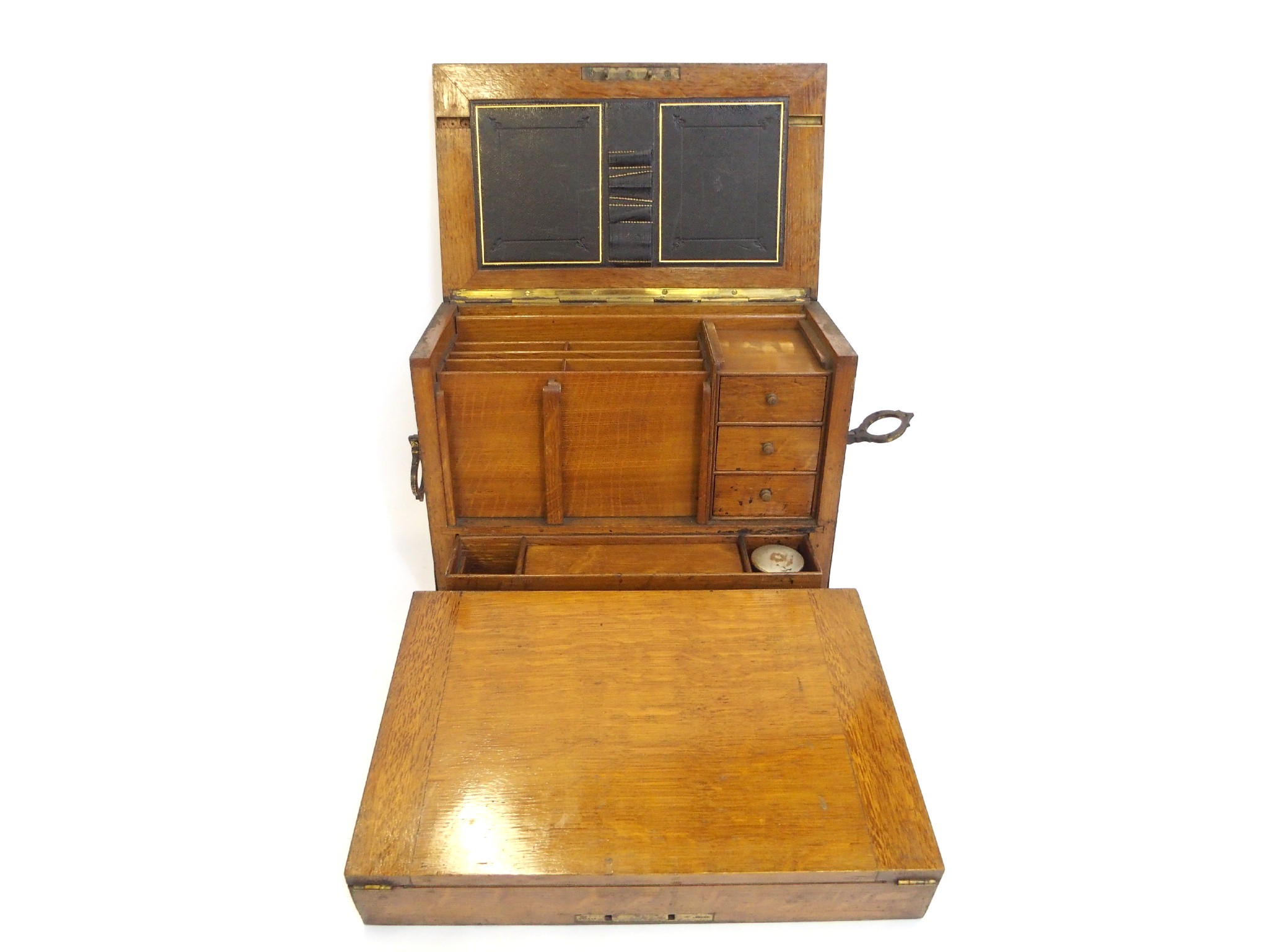 Appraisal: Oak travelling writing box by Mansfield Grafton St Dublin