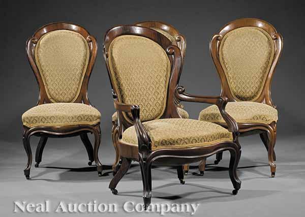 Appraisal: An American Rococo Carved and Laminated Rosewood Parlor Suite mid-