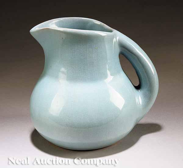 Appraisal: A Shearwater Art Pottery Pitcher c - alkaline blue glaze