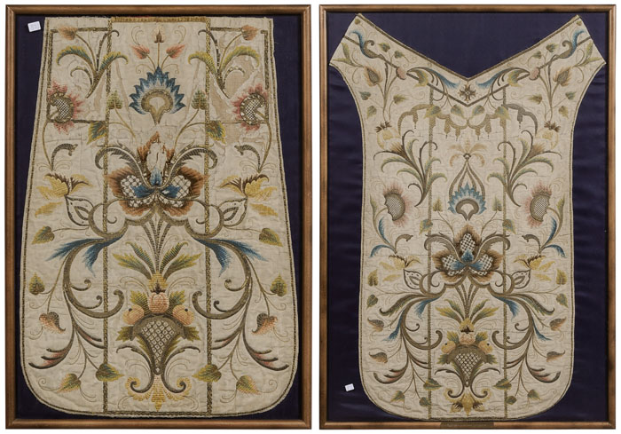 Appraisal: Embroidered Chasuble Continental probably th century front and back central