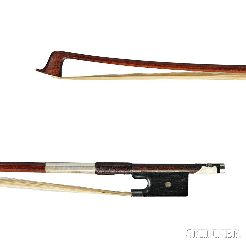 Appraisal: German Silver-mounted Violin Bow Possibly Bausch School the octagonal stick