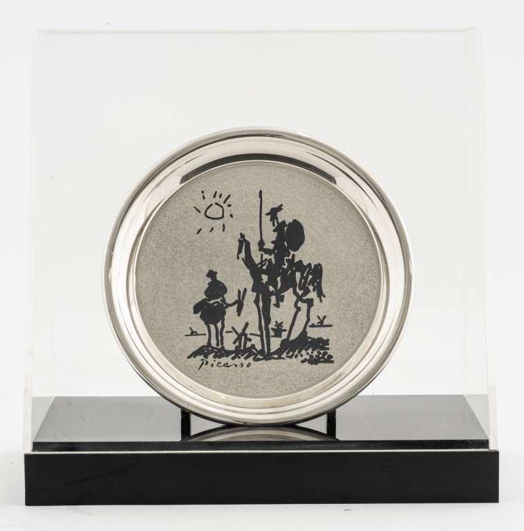 Appraisal: PICASSO DON QUIXOTE STERLING PLATE After Pablo Picasso Spanish -