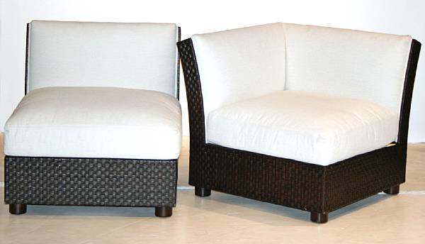 Appraisal: An Orlando Diaz-Azcuy woven 'Cambay' corner chair together with 'Cambay'