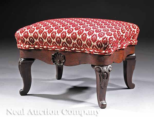 Appraisal: An American Rococo Carved Rosewood Footstool mid- th c serpentine