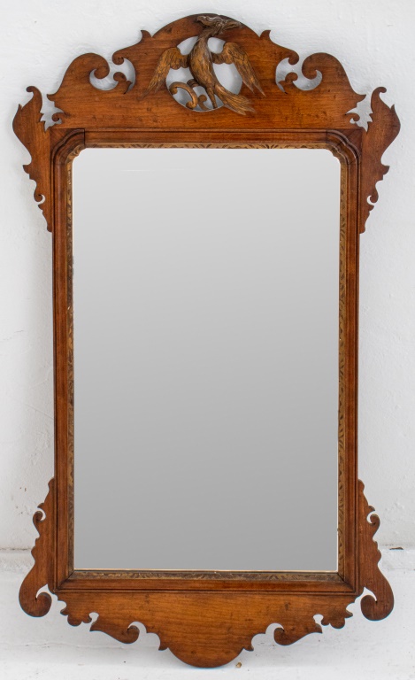 Appraisal: AMERICAN CHIPPENDALE MAHOGANY MIRROR CIRCA TH C American Chippendale carved