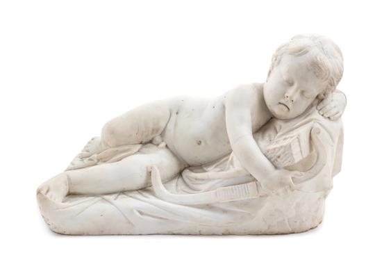 Appraisal: Sale Lot Artist Unknown Italian th Century Sleeping Cupid carved