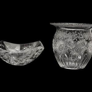 Appraisal: Two Large Cut and Etched Glass Bowls th Century one