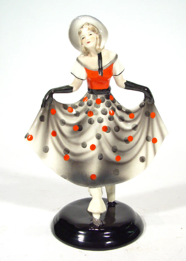 Appraisal: Goldschneider figurine in a flowing polka dot dress entitled 'Daron'