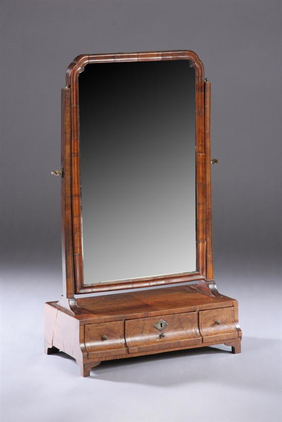 Appraisal: ENGLISH GEORGE I INLAID WALNUT DRESSING MIRROR Early th century