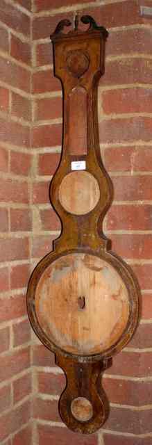 Appraisal: A MAHOGANY FIVE GLASS WHEEL BAROMETER CASE with swan neck