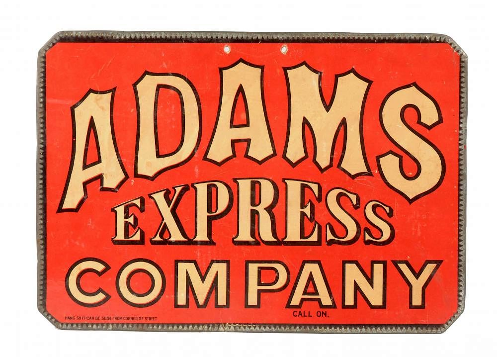 Appraisal: Adams Express Company Double Sided Cardboard Sign Sign retains its