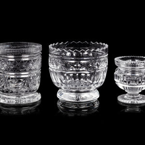 Appraisal: Three William Yeoward Glass Articles Height of tallest example inches