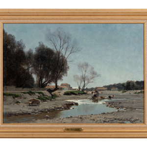 Appraisal: Jean Henri Zuber French - The Washerwomen oil on canvas