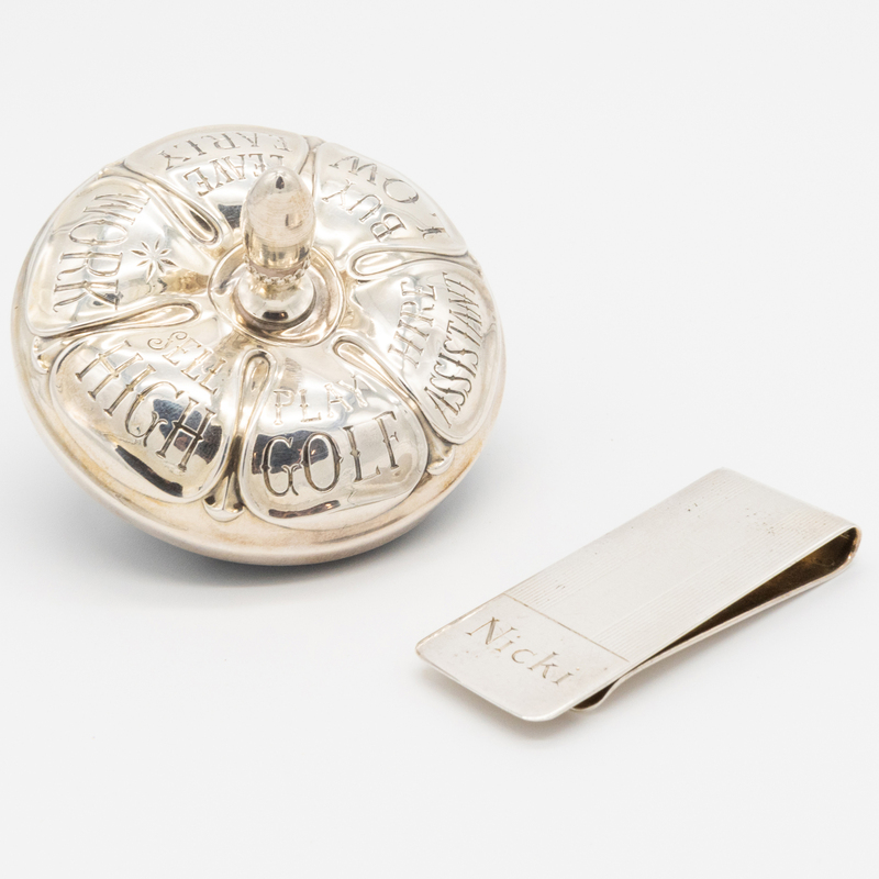 Appraisal: GORHAM SILVER BUSINESS SPINNING TOP AND A TIFFANY CO SILVER