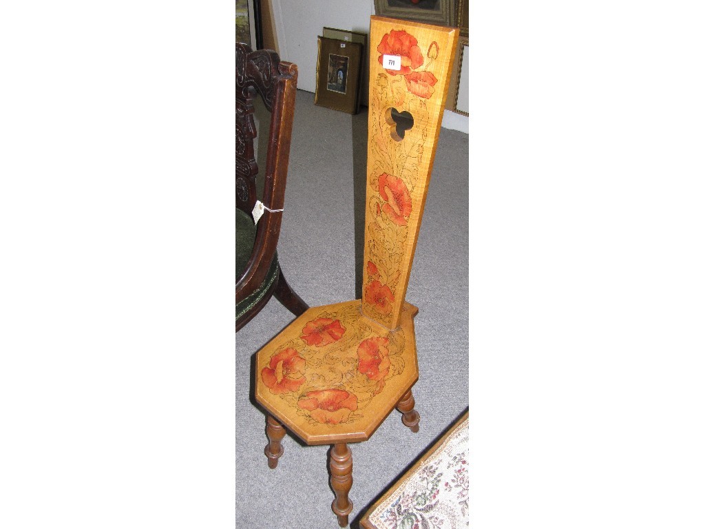 Appraisal: Penwork spinning chair