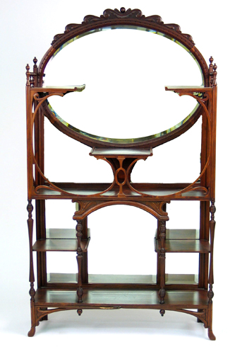 Appraisal: VICTORIAN WALNUT AND BEVELED MIRROR ETAGERE American th century Centered