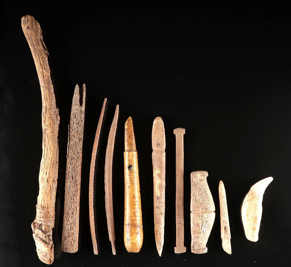 Appraisal: Pre-Contact Alaskan Inuit Bone Wood Tool Assortment Native American Alaska