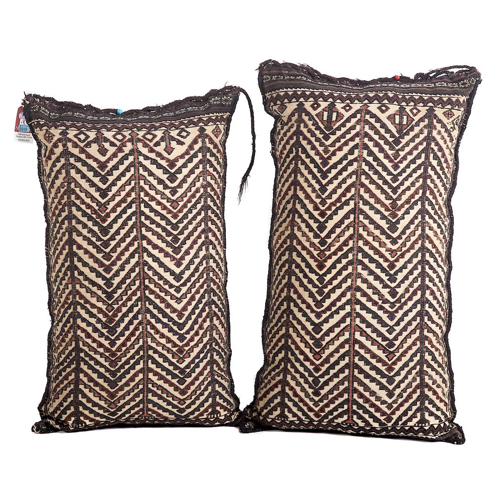 Appraisal: Pr of Turkish Soumak Kilim Pillows x in each hand