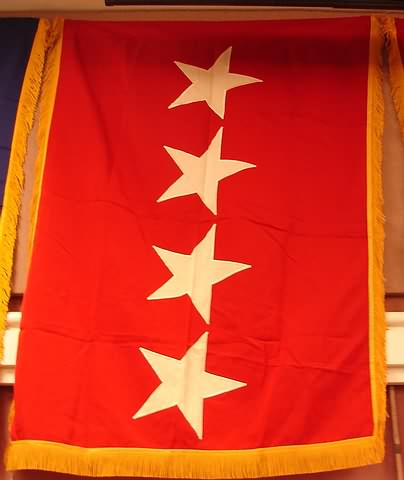 Appraisal: Red silk flag with applied stars Flag measures x with