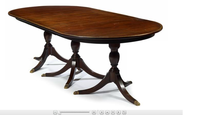 Appraisal: George III style mahogany triple pedestal dining table the cross