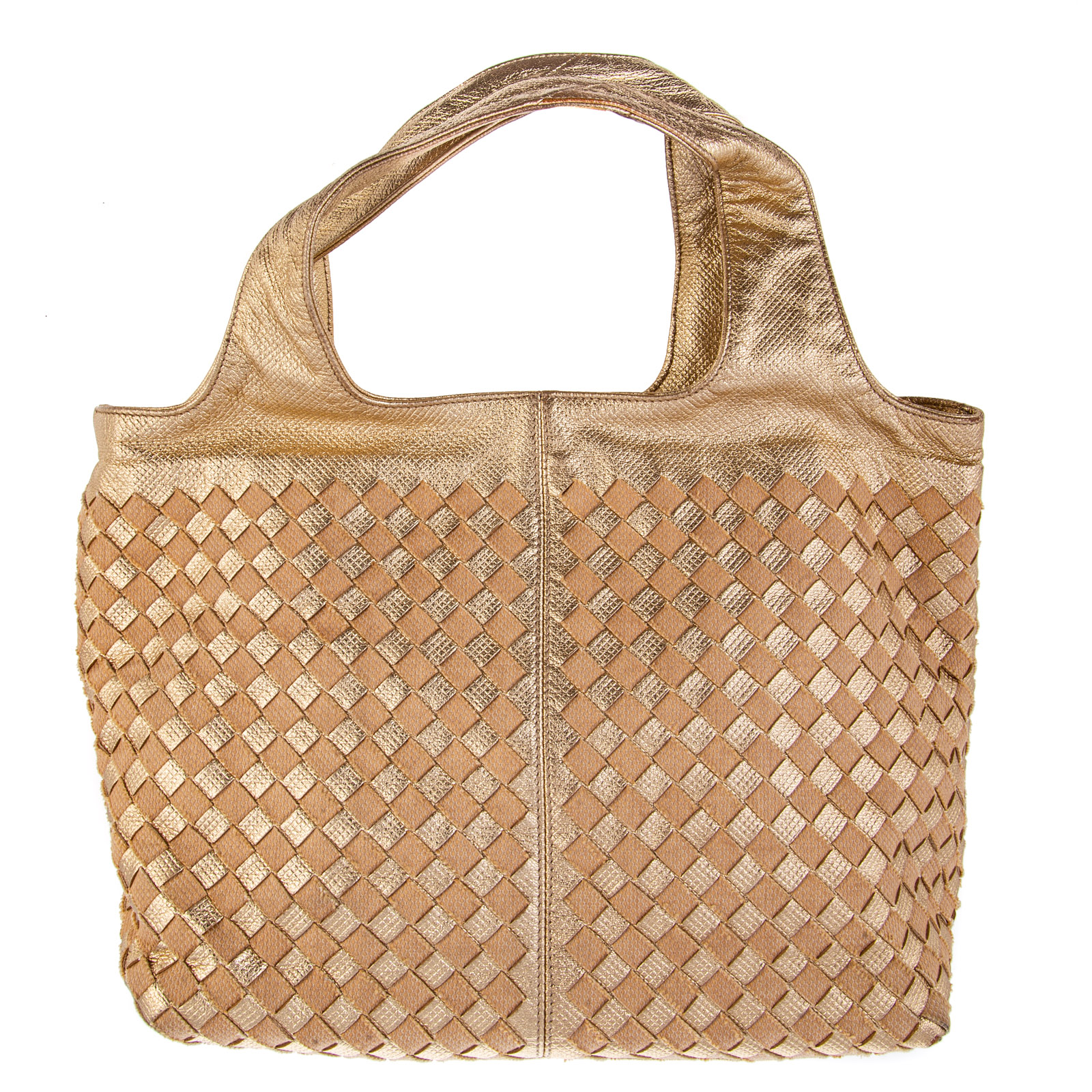 Appraisal: A BOTTEGA VENETA TOTE A beige and gold Intrecciato Leather