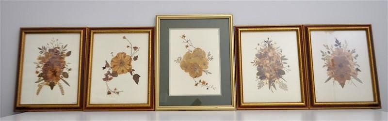 Appraisal: VINTAGE FRAMED PRESSED FLOWERS Vintage Pressed Flower Pictures in matching