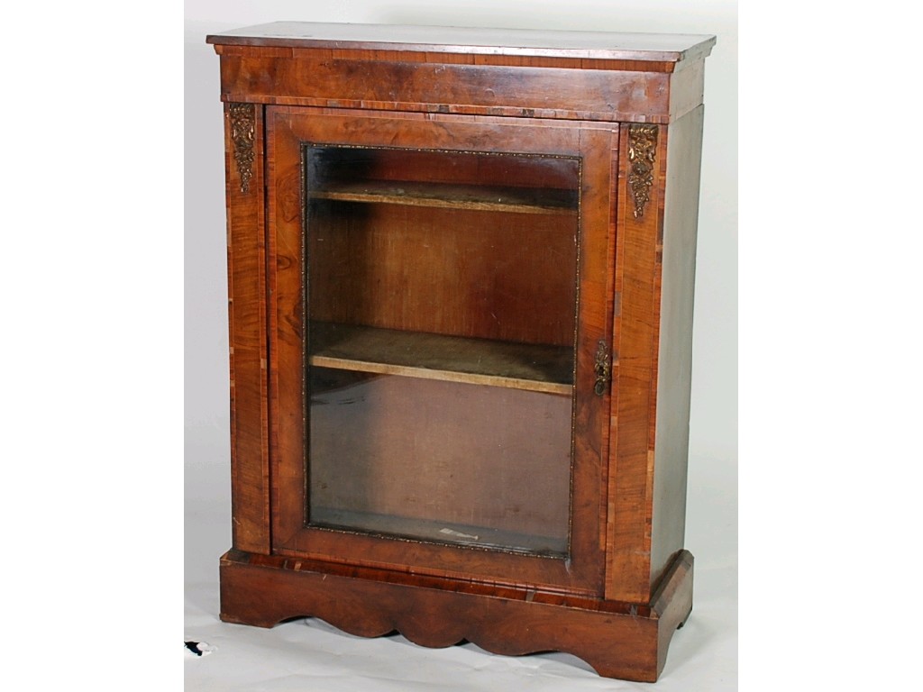 Appraisal: FRENCH STYLE NINETEENTH CENTURY INLAID WALNUTWOOD DWARF DISPLAY CABINET with