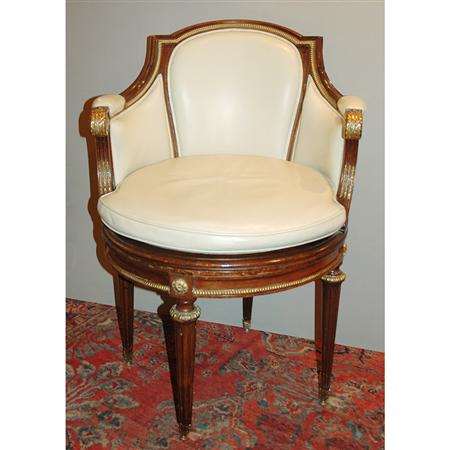 Appraisal: Louis XVI Style Gilt-Metal Mounted Mahogany Bergere Estimate -