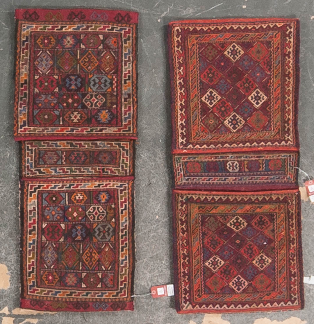 Appraisal: Two Afghani Soumak saddle bags approx x each Afghanistan circa