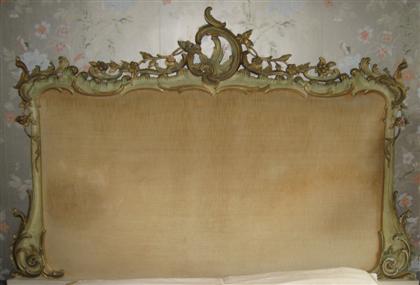 Appraisal: Italian rococo style green painted and parcel gilt and upholstered