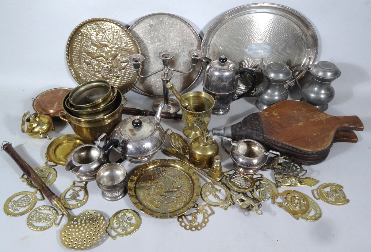 Appraisal: Various silver plate brassware metal ware etc to include a