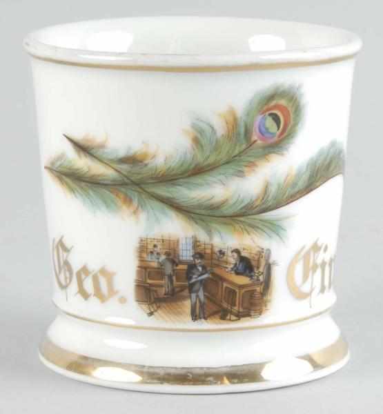 Appraisal: Hardware Store Scene Shaving Mug Description Gilt name Geo Cimer