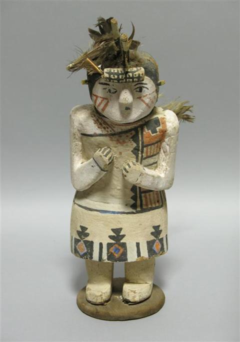 Appraisal: HOPI KACHINA Carved cottonwood figure in slight crouching position with