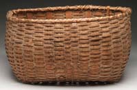 Appraisal: LARGE SPLINT BASKET D shaped splint basket has heavy wood