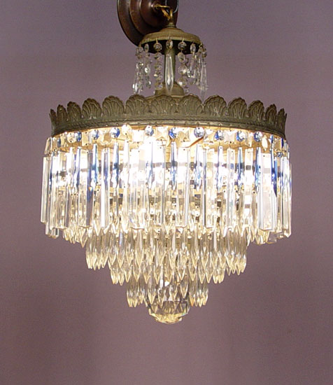 Appraisal: EARLY TH CENTURY AMERICAN CRYSTAL AND COBALT CHANDELIER Round five