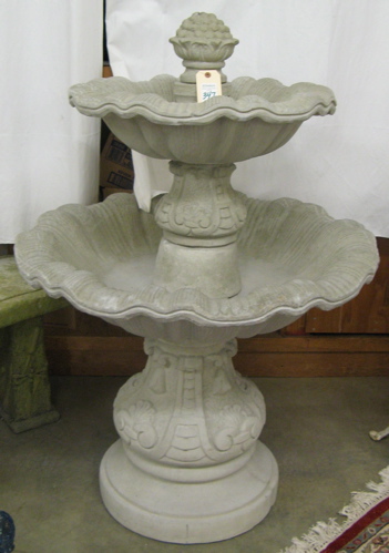 Appraisal: TWO-TIER GRANDIOSE GARDEN FOUNTAIN of five part cast concrete construction