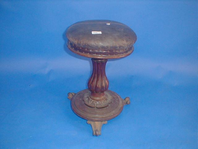 Appraisal: A Victorian mahogany rise and fall piano stool with reeded