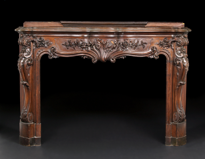 Appraisal: Louis XV-Style Mahogany and Mahoganized Pine Fireplace Surround the serpentine