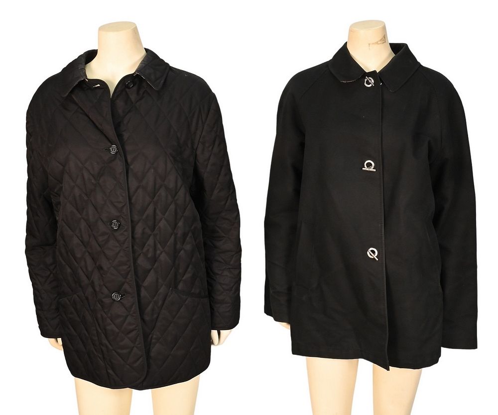 Appraisal: Two Burberry Coats to include black quilted coat with classic