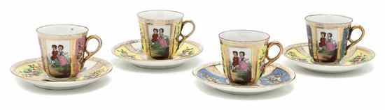 Appraisal: A Dresden Porcelain Partial Demitasse Set comprising four cups and