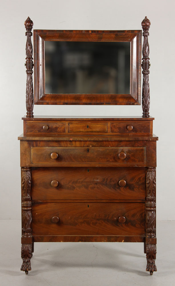 Appraisal: - th C Empire Mahogany Chest with Mirror th century