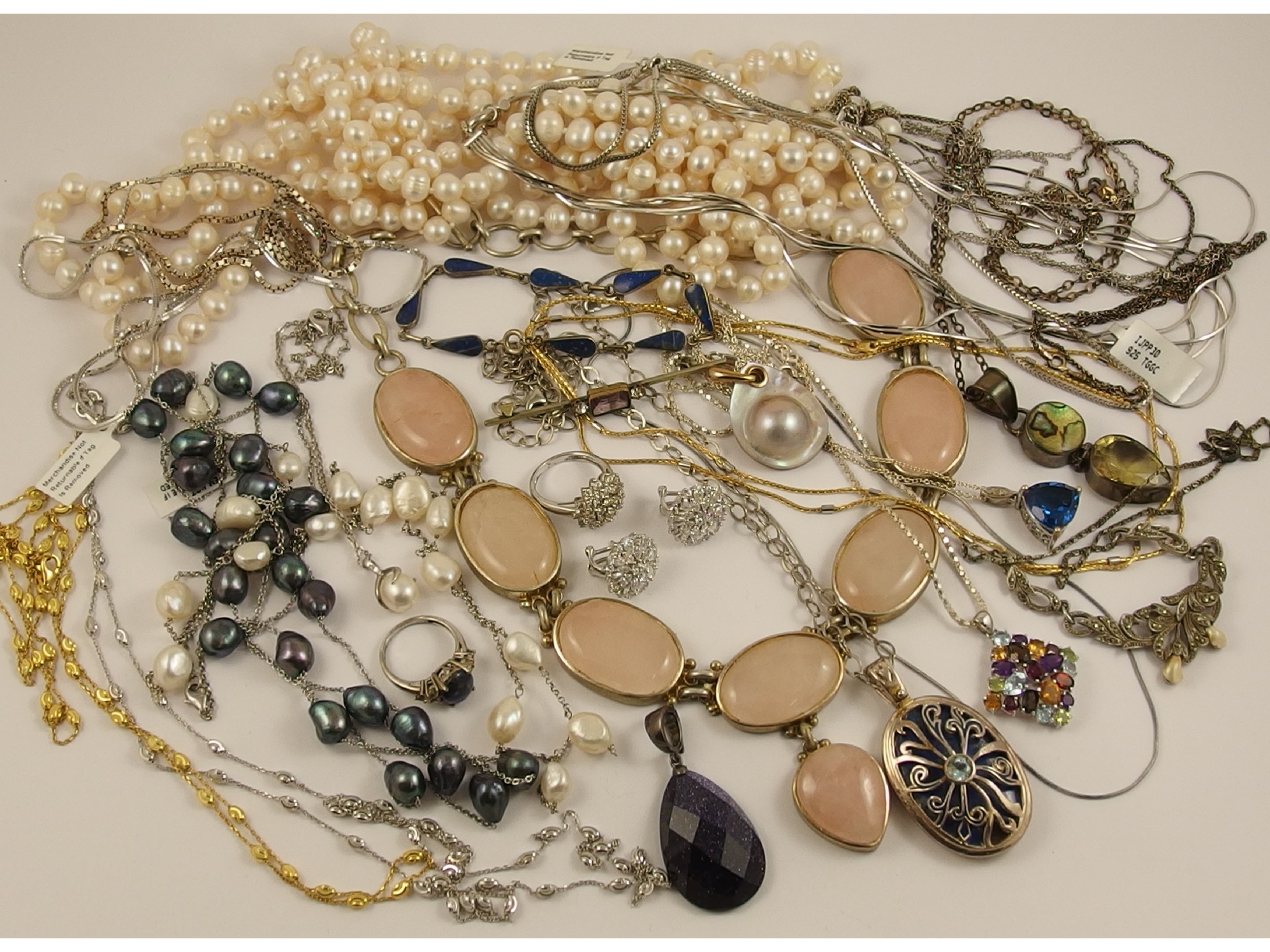 Appraisal: A good collection of silver costume jewellery and pearls